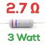 2.7 โอห์ม 2.7 Ohm 3W 5% เมทัลออกไซด์ ฟิล์ม Metal Oxide Film Resistor 2.7R