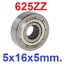 แบริ่ง 625zz Ball Bearing 5x16x5mm ใส่แกน 5mm Bearing steel 625-ZZ 5*16*5mm High Quality Chrome Steel ตลับลูกปืน