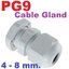 เคเบิ้ลแกลน PG9 สีขาว กันน้ำ ใช้กับสายไฟขนาด 4 - 8 mm. Cable Gland Waterproof Nylon Plastic Cable Gland Connector