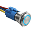 สวิตช์กันน้ำ กดติดปล่อยดับ สแตนเลส แป้นเรียบ ฺBlue LED 24V self-reset 16 mm Push Button Switch, IP66 Waterproof 250/5A Metal On-Off Switch Momentary Switch Explosion-proof สวิทช์