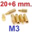 เสาทองเหลือง M3x20+6mm. เสารองPCB Single Head Hexagonal Copper Pillar Support Column เสาหกเหลี่ยม เสารองปริ้น M3*20+6mm