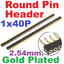 ก้างปลา 1x40 pin 2.54mm Pitch Gold Plated Female 40P 1*40 Round Pin Header Strip Hole Single Row Straight Socket Connector