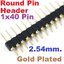 ก้างปลา 1x40 pin 2.54mm Pitch Gold Plated Male 40P 1*40 Round Pin Header Strip Hole Single Row Straight Socket Connector
