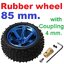 ชุดล้อรถขอบยางขนาด 85 มม.พร้อมที่ยึดล้อใช้กับเพลามอเตอร์ 4 มม. Rubber wheel 85mm with Coupling 4mm Shaft Motor car tires chassis Motor Robot