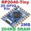 waveshare RP2040-Tiny Mini Development Board Raspberry Pi PICO 264KB SRAM 2MB FlashDual-Core Arm Processor,Support C/C++, MicroPython, Arduino