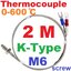 เทอร์โมคัปเปิล M6 screw type length 2 M. Thermocouple K-Type Temperature 0-600C Sensor Probe ยาว 2 เมตร