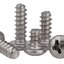 สกรูสแตนเลส ปลายตัด M3x8 mm.หัวกลมแฉก สีขาว stainless steel 304 round head flat tail self-tapping screw cross groove M3*8mm. เกลียวปล่อย