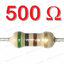 500 โอห์ม 1/4W 5% ตัวต้านทาน แพ็คละ 100 ตัว 500 Ohm Carbon Film Fixed Resistor 500R