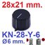 ลูกบิด KN-28-Y-6 สีดำ ยึดน๊อต ไต้ฝาครอบด้านบน KN-28-Y-6 colored rubber knob nut clamping rotating black color for rotary encoder potentiometer volume control ลูกบิดโวลุ่ม วอลลุ่ม