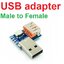 USB adapter board male to female to microUSB to header/Type-C 4P 2.54mm straight plug