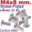 สกรูมิลแฉก GB ชุบนิเกิ้ล M4x8 mm. แพ็คละ 20 ตัว M4*8 round head cross nickel-plated screw carbon steel น็อตเกลียวมิล
