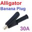 ปากคีบจระเข้ ใช้ร่วมกับปลั๊กกล้วย 4mm สีดำ Half Sheath Round Alligator Grip Test Clip Probe Alligator Test Pen 4mm Banana Plug Cable Open 10mm current max 30A