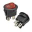 สวิตช์ 2ทาง 4ขา ขนาด 20 mm มีไฟสีแดง. บนกลมล่างเหลี่ยม below the uper circle Round Black Rocker Switch 4 Pin 6A 250V / 10A 125V DPST ON-OFF Snap-in with RED light 20mm Diameter KCD1 สวิทช์กระดก