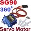 เซอร์โวมอเตอร์ SG90 Micro Servo 1.8kg/cm 360 องศา(หมุนได้ต่อเนื่อง สั่งหมุนซ้าย, ขวา, หยุด, ปรับความเร็วได้) 4.8V - 6V 360 Degree Continuous Rotation Servo