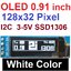 0.91 inch OLED สีขาว LCD display module IIC i2C 128x32 Pixel LCD white color display device compatible with 3.3v-5V SSD1306