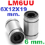 Linear Ball Bearing 6mm LM6UU (6x12x19mm) rolling linear extended motion precision optical axis guide sleeve 6*12*19