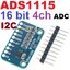 I2C ADS1115 16 Bit ADC 4 Channel Module with Programmable Gain Amplifier 2.0V to 5.5V For Arduino