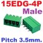15EDG 3.5-4P Plug-in Terminal Block 4 pin Sealed straight pin socket Male 300V 8A Pitch 3.5mm Wire Range 26-16AWG ตัวผู้