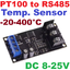 PT100 Thermocouple RS485 -20 - 400 องศาเซลเซียส DC 8-25V PT100 Platinum Thermal Resistance to Temperature Converter RS485 Modbus RTU RTD Sensor Module Kit