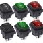 สวิตช์กันน้ำ 2 ทาง 6 ขา มีไฟ LED สีเขียว AC 250V 16A KCD2 DPDT On-Off Switch 6 Pin Green color Waterproof Rocker Switch High Current Power Rocker 2 Gear 6 Foot Waterproof Power Switch สวิตช์กระดก