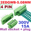 Wall plug-in terminals 2EDGWB-5.08MM 4Pin Screw Terminal Block Through Wall Dust Cover Distance 5.08mm (Wall socket + plug)