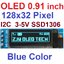 0.91 inch OLED สีน้ำเงิน LCD display module IIC i2C 128x32 Pixel LCD blue color display device compatible with 3.3v-5V SSD1306