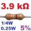 3.9K 1/4W 5% ตัวต้านทาน แพ็คละ 10 ตัว Carbon Film Fixed Resistor