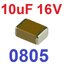 10uF 16V 0805 (2012) 10% SMD chip capacitor Multilayer Ceramic Chip Cap General Purpose