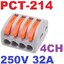 Terminal ต่อสายไฟ PCT-214 Wire Connector 4 Port Lever Conductor Compact Wire Fast Connection Terminal Suitable for Multiple Types of Wires