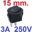 สวิตช์ 2ทาง 2ขา สีดำ ไม่มีไฟ ขนาด 15mm KCD1-204 บนกลมล่างเหลี่ยม Diameter 15 mm 2PIN Black color MINI ROUND Push Button rocker Switch ON/OFF power switches 3A/250V 6A/125V สวิทช์กระดก