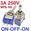 สวิตช์โยก 3 ทาง 3 ขา SPDT 3A 250V (6A 125V) 3 feet 3 gears MTS-103 ON-OFF-ON 13x8mm. 3 Position Mini Toggle Switch สวิทช์โยก