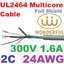 สายมัลติคอร์ 24AWG 2Core Mylar Foil Shield แบ่งขายเป็นเมตร UL2464 Multicore Cable 2Ways AL-Mylar Shield Thai Wonderful wire cable
