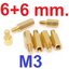 เสาทองเหลือง M3x6+6mm. เสารองPCB Single Head Hexagonal Copper Pillar Support Column เสาหกเหลี่ยม เสารองปริ้น M3*6+6mm