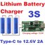 3S Type-C to 12.6V 2A Charger 18650 Multi Cell Lithium Battery Step-up Boost Lipo Polymer Lithium-ion