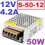 12V 4.2A 50W Model S-50-12 Aluminum Case Switching Power Supply AC110V 220V to DC12V แหล่งจ่ายไฟ สวิทชิ่งเพาเวอร์ซัพพลาย
