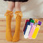 ถุงเท้ายาวเด็กผู้หญิงสีแดง(ไวน์) สีขาว สีเขียวเข้ม สีชมพู สีดำ สีม่วงเข้ม สีเหลือง ติดโบว์น่ารัก สดใส สไตล์แฟชั่นเกาหลี ขนาดแบบฟรีไซส์ ยาว 28 cm.
