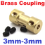 ข้อต่อเพลามอเตอร์ทองเหลือง Brass coupling copper coupling Shaft Coupling Connector Metal (Inner Diameter : 3mm to 3mm) คัปปลิ้ง ยึดเพลา 3x3 mm.