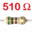 ตัวต้านทาน 510 โอห์ม 1/4W 5% แพ็คละ 10 ตัว 510R 0.25W Carbon Film Fixed Resistor 510R