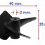 ใบพัดเรือ 3 แฉก ขนาด 40 มม. ใช้กับแกนเหล็ก 2 มม. three-leaf propeller 40mm inner 2mm black model marine DIY toy ship boat