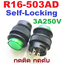 R16-503AD 4 pin 3A 250V AC สวิทช์กดติด กดดับ มีไฟ LED สีเขียว Round Push Button Boat Momentary Switch Green Light SPDT สวิตช์