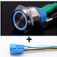 สวิตช์กันน้ำ กดติดปล่อยดับ สแตนเลส แป้นเรียบ ฺBlue LED 24V self-reset 16 mm Push Button Switch, IP66 Waterproof 250/5A Metal On-Off Switch Momentary Switch Explosion-proof สวิทช์