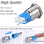 สวิตช์กันน้ำ กดติดปล่อยดับ สแตนเลส แป้นเรียบ ฺBlue LED 24V self-reset 16 mm Push Button Switch, IP66 Waterproof 250/5A Metal On-Off Switch Momentary Switch Explosion-proof สวิทช์