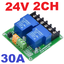 Relay 24V 2CH 30A with optocoupler isolation support high and low level trigger switch relay module