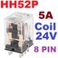 Relay Coil 24Vdc Contact 240Vac 5A DPDT 8PIN HH52PL MY2N-J รีเลย์